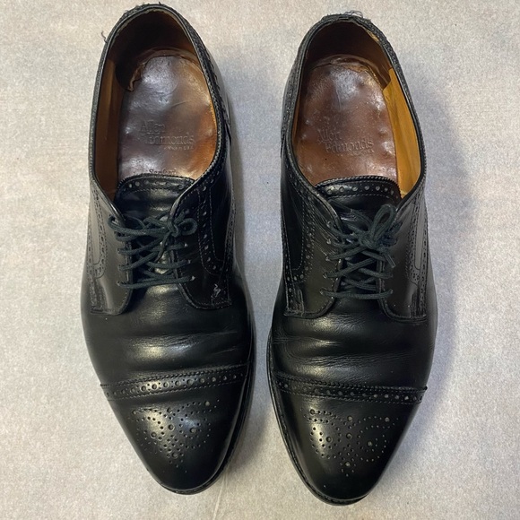 Allen Edmonds Men’s Sanford Dress Shoes Size 10 Leather Italy Black Heel Plates - Picture 2 of 14